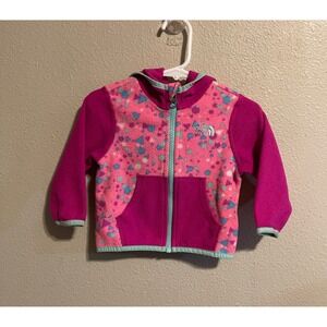 The‎ North Face Infant 6-12M Pink Floral Hooded Fleece Jacket Cute
